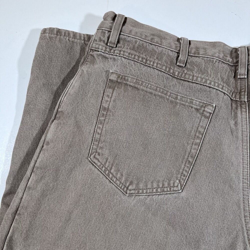 LL Bean Natural Fit Tan Canvas Flannel Lined 100% Cotton Pants Y2K Men's 40x29 - Picture 13 of 16